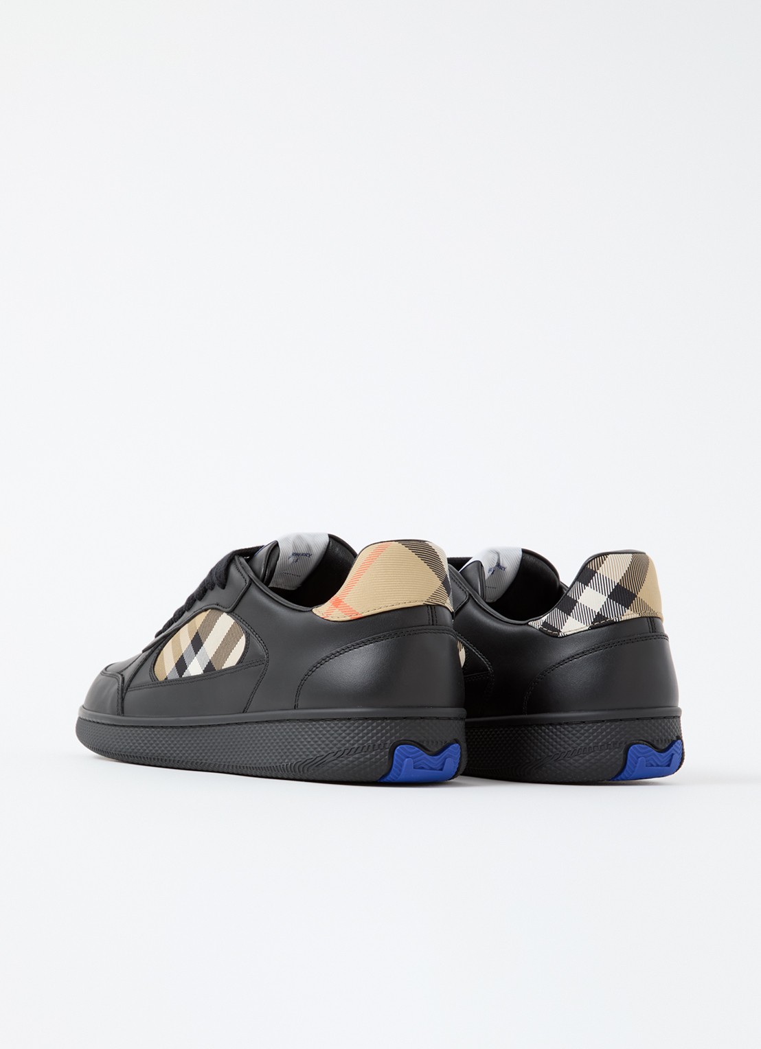 Burberry Terrace sneaker van kalfsleer met ruitdessin - achterkant 5 zwart