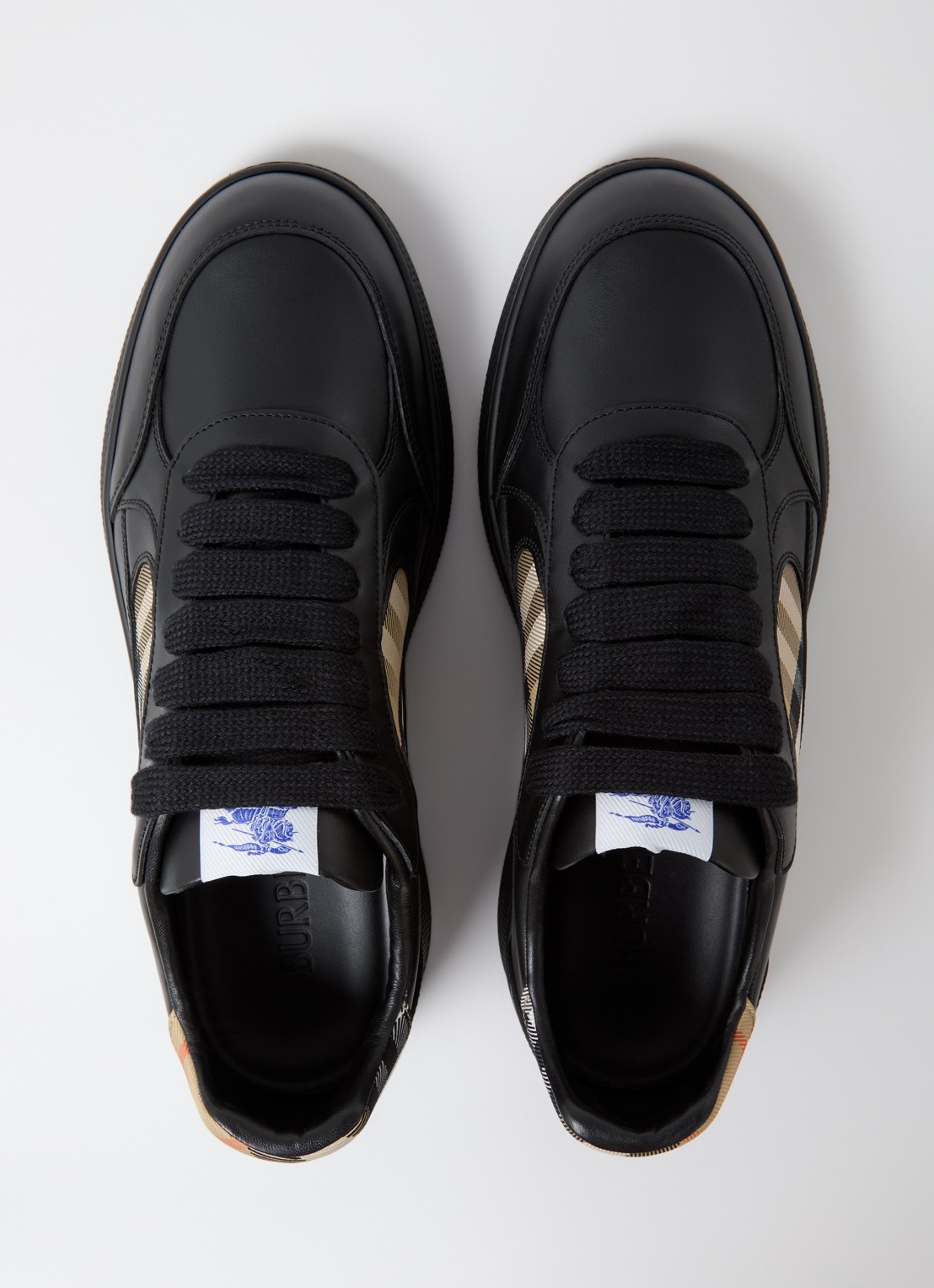 Burberry Terrace sneaker van kalfsleer met ruitdessin - detail 2 zwart