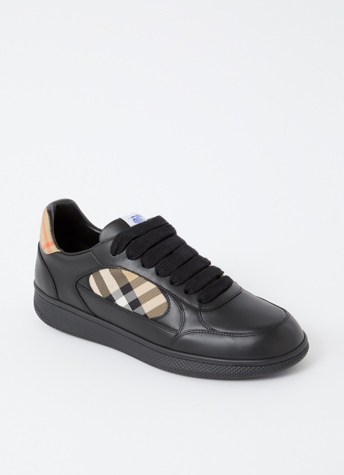 Burberry Terrace sneaker van kalfsleer met ruitdessin - voorkant 6 zwart