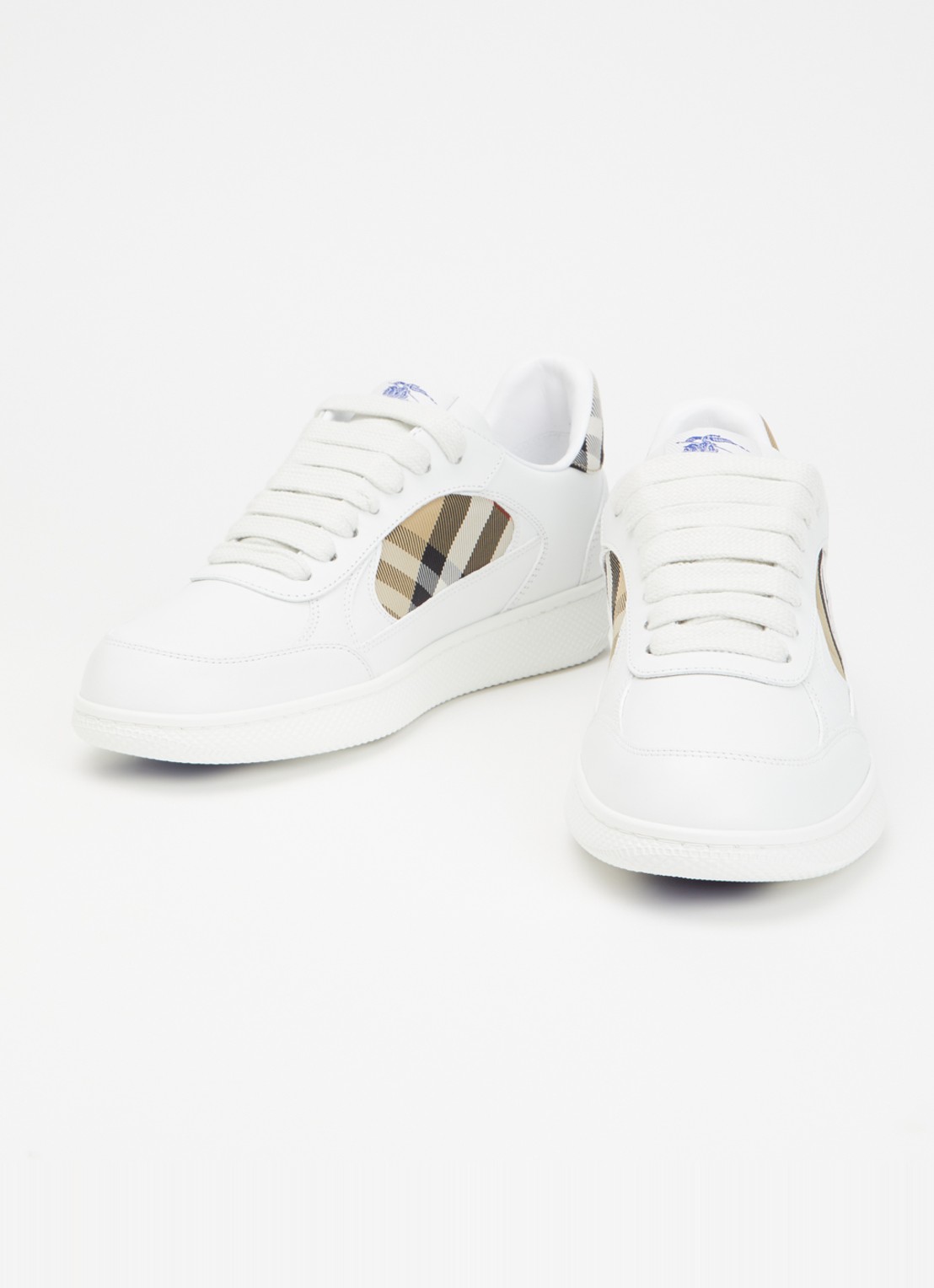 Burberry Terrace sneaker van kalfsleer met ruitdessin - detail 3 wit