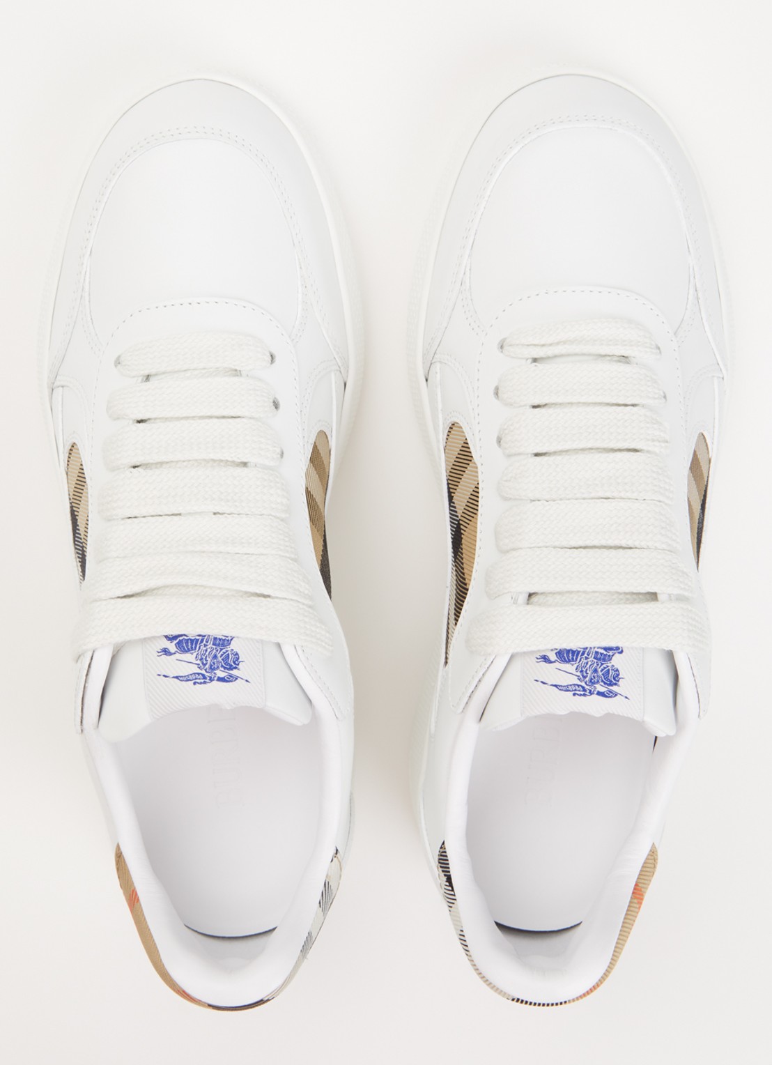 Burberry Terrace sneaker van kalfsleer met ruitdessin - detail 4 wit