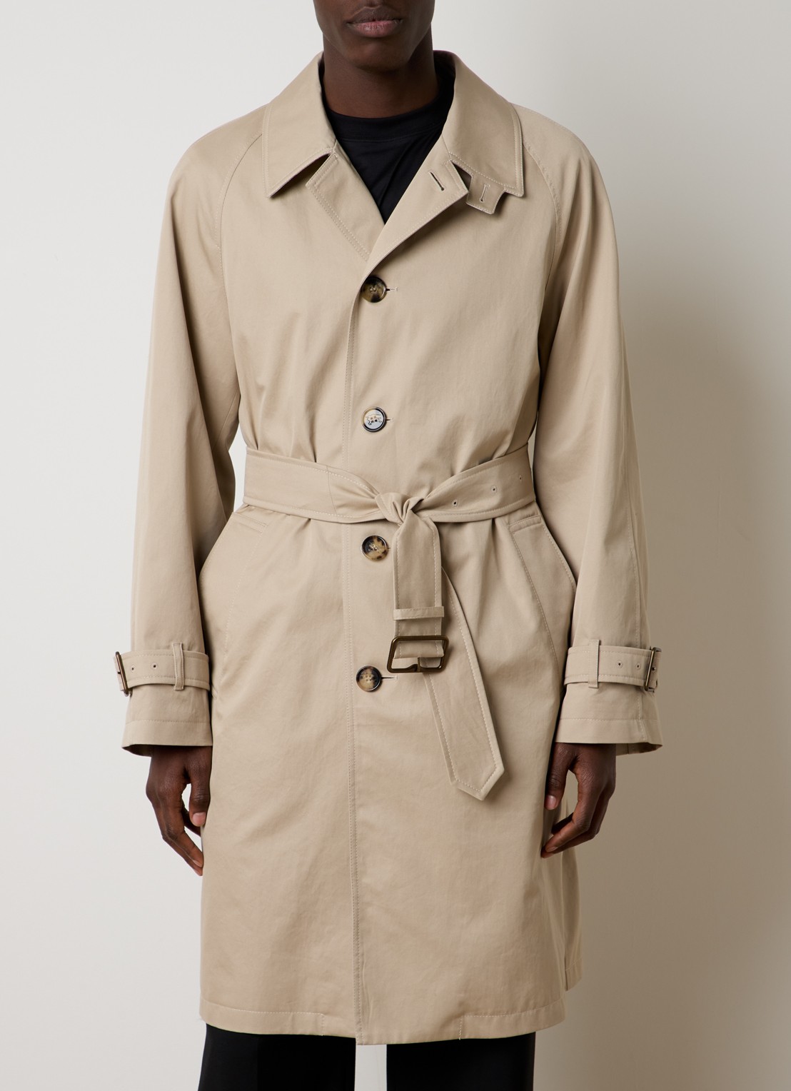 Burberry Trenchcoat met strikceintuur en steekzakken - detail beige