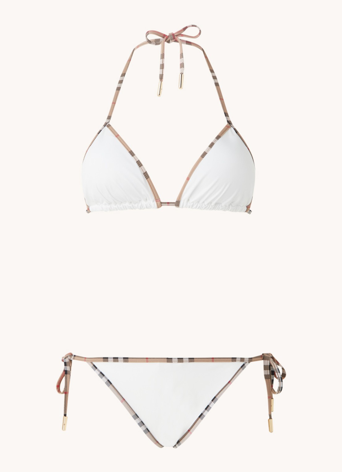 Burberry Triangel bikinitop met uitneembare padding en bikinislip in set - voorkant 2 wit