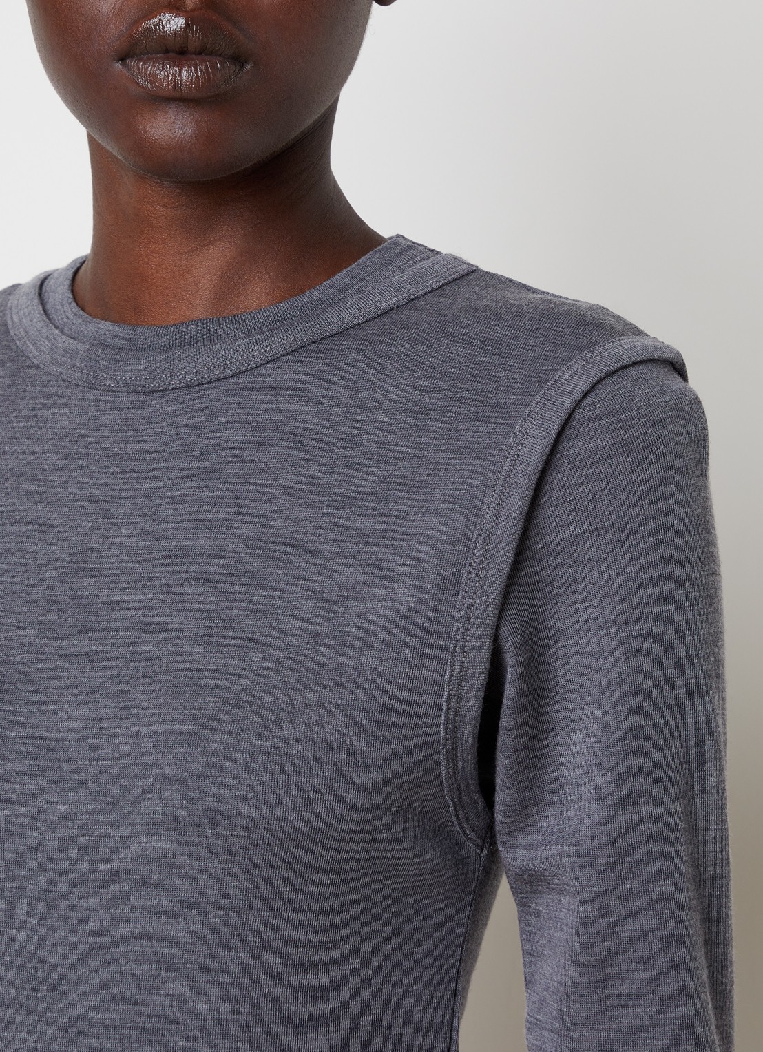 Burberry Trui van wol met ronde hals - detail 4 grijs