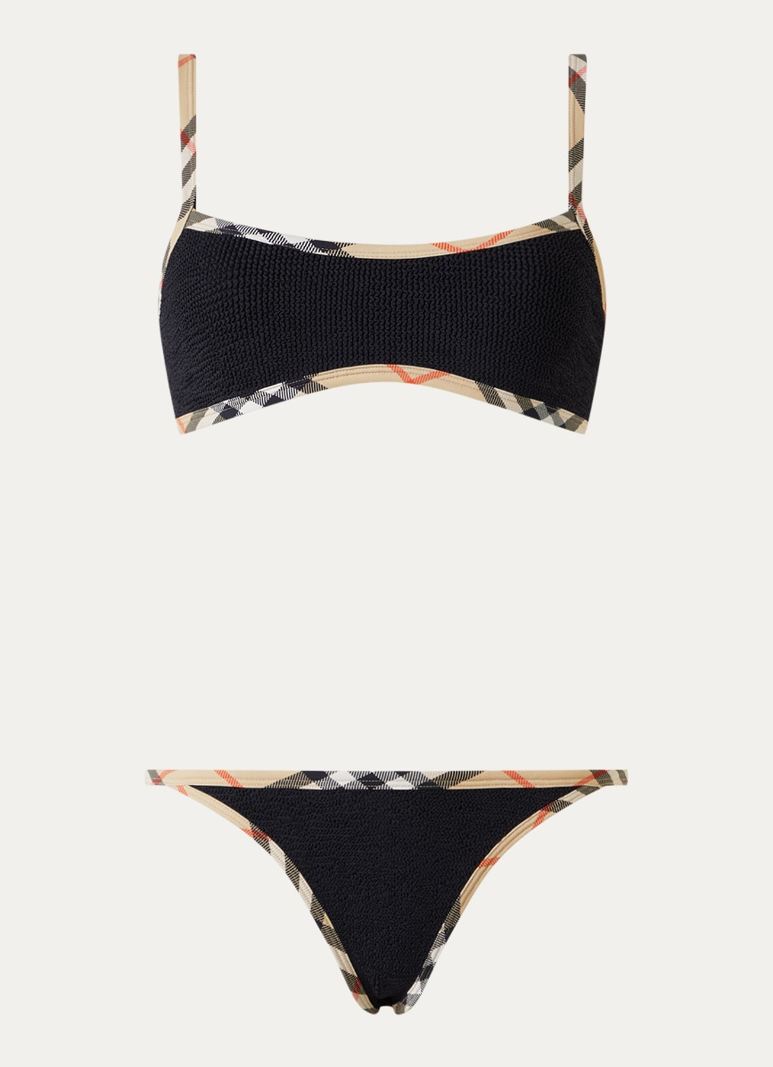 Burberry Tyler bikiniset met scrunchie en structuur - voorkant 2 zwart