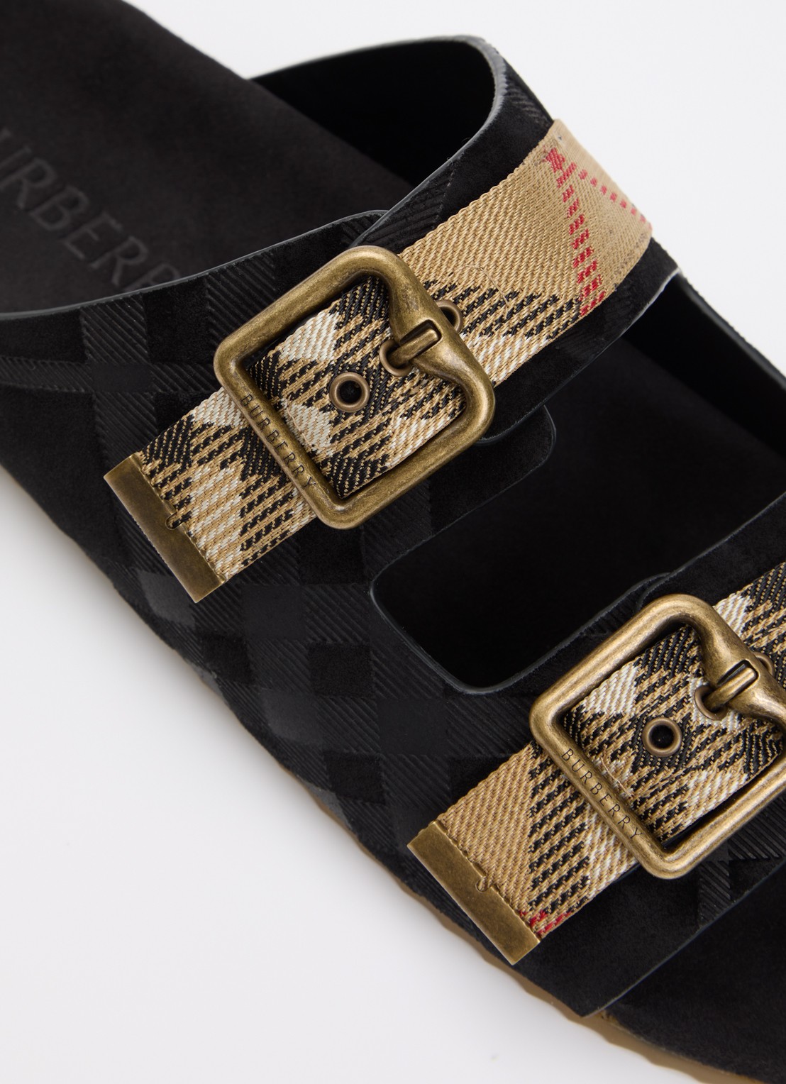 Burberry Urchin sandaal van kalfssuède met ruitdessin - detail 4 zwart