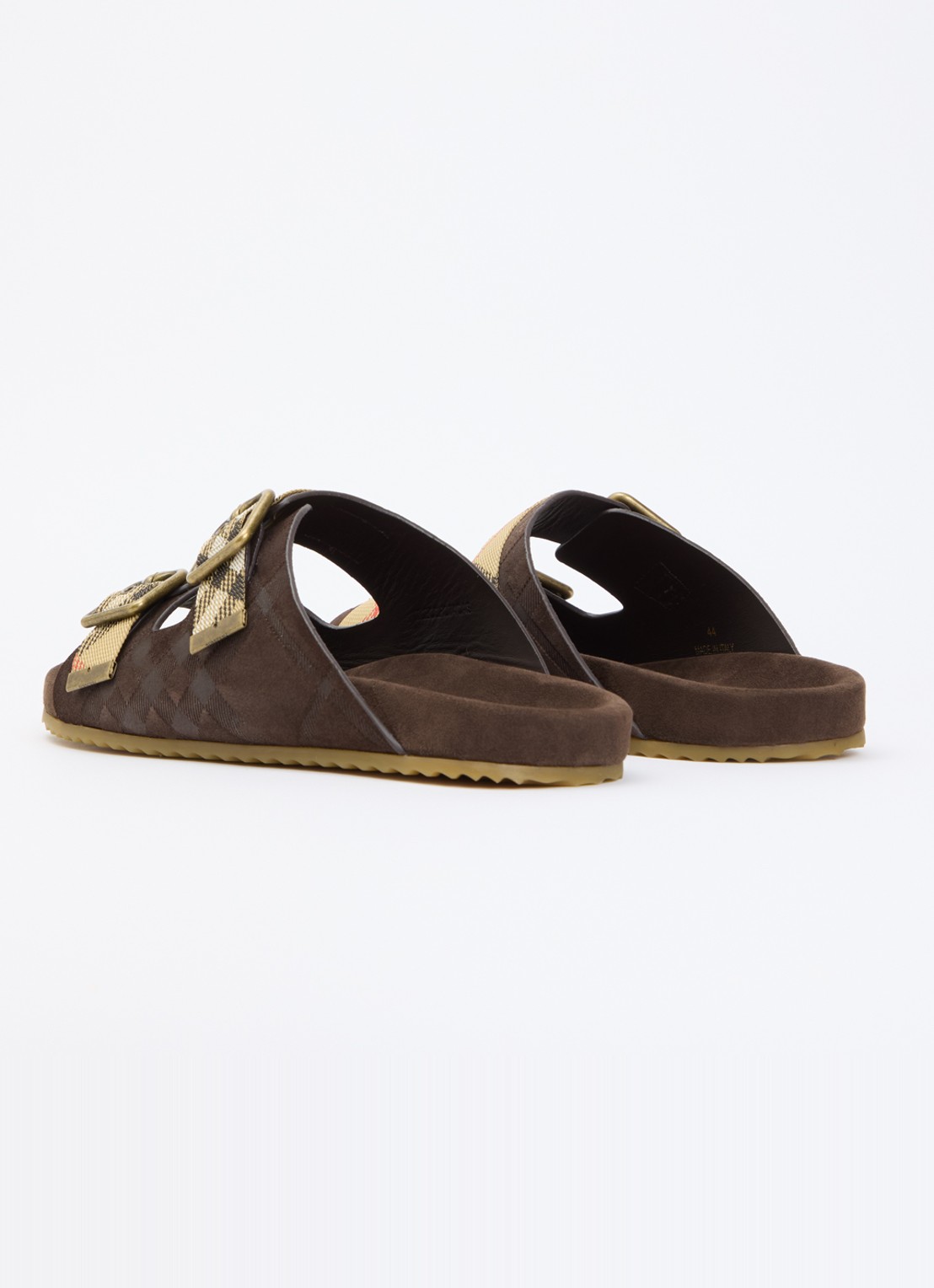 Burberry Urchin slipper van kalfssuède met ruitdessin - achterkant 6 donkerbruin