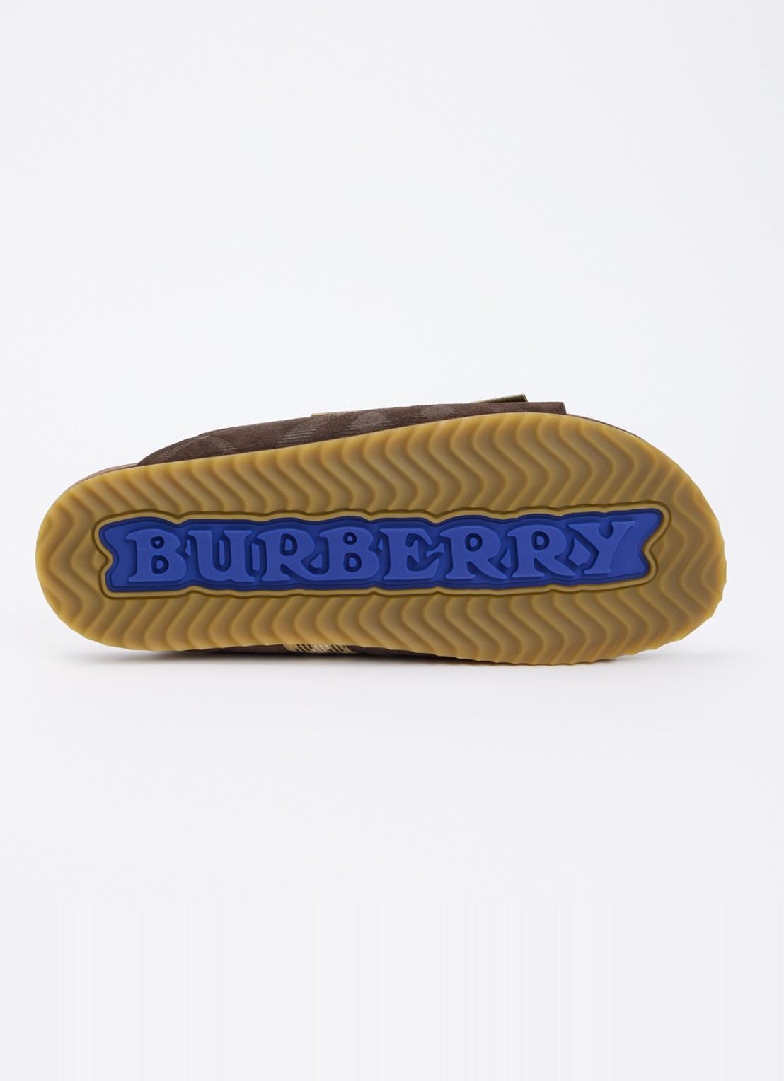 Burberry Urchin slipper van kalfssuède met ruitdessin - detail 4 donkerbruin