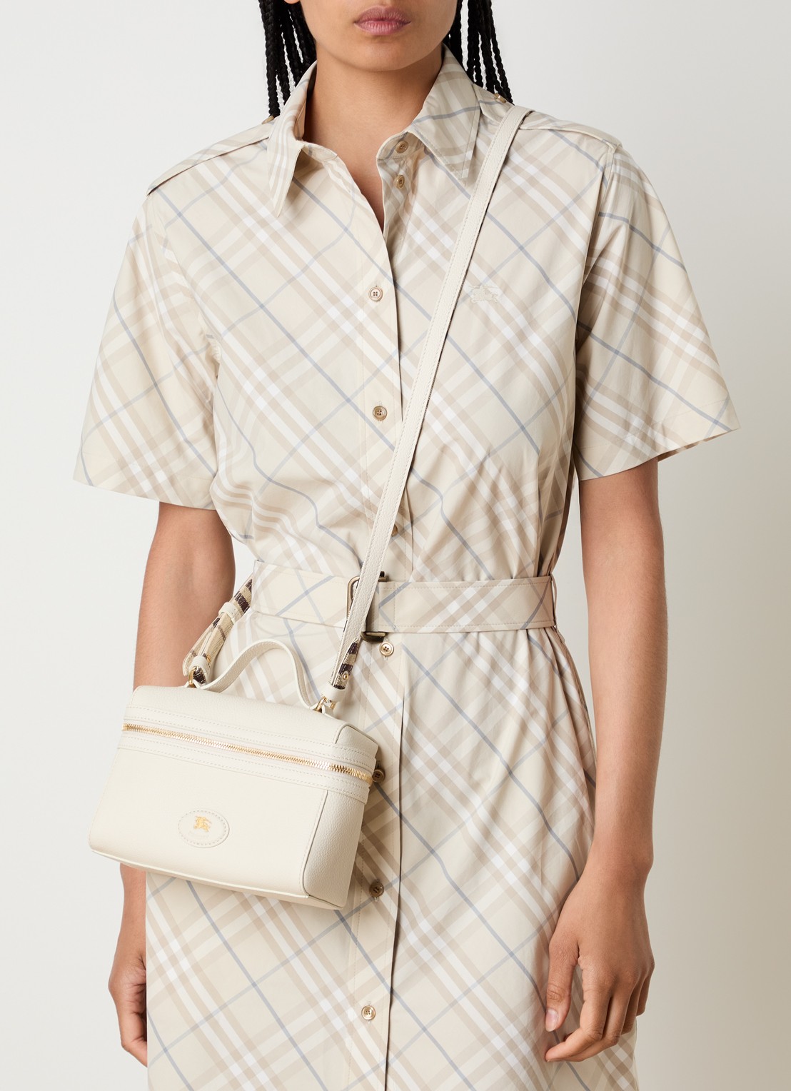 Burberry vanity crossbodytas van kalfsleer - voorkant 7 creme