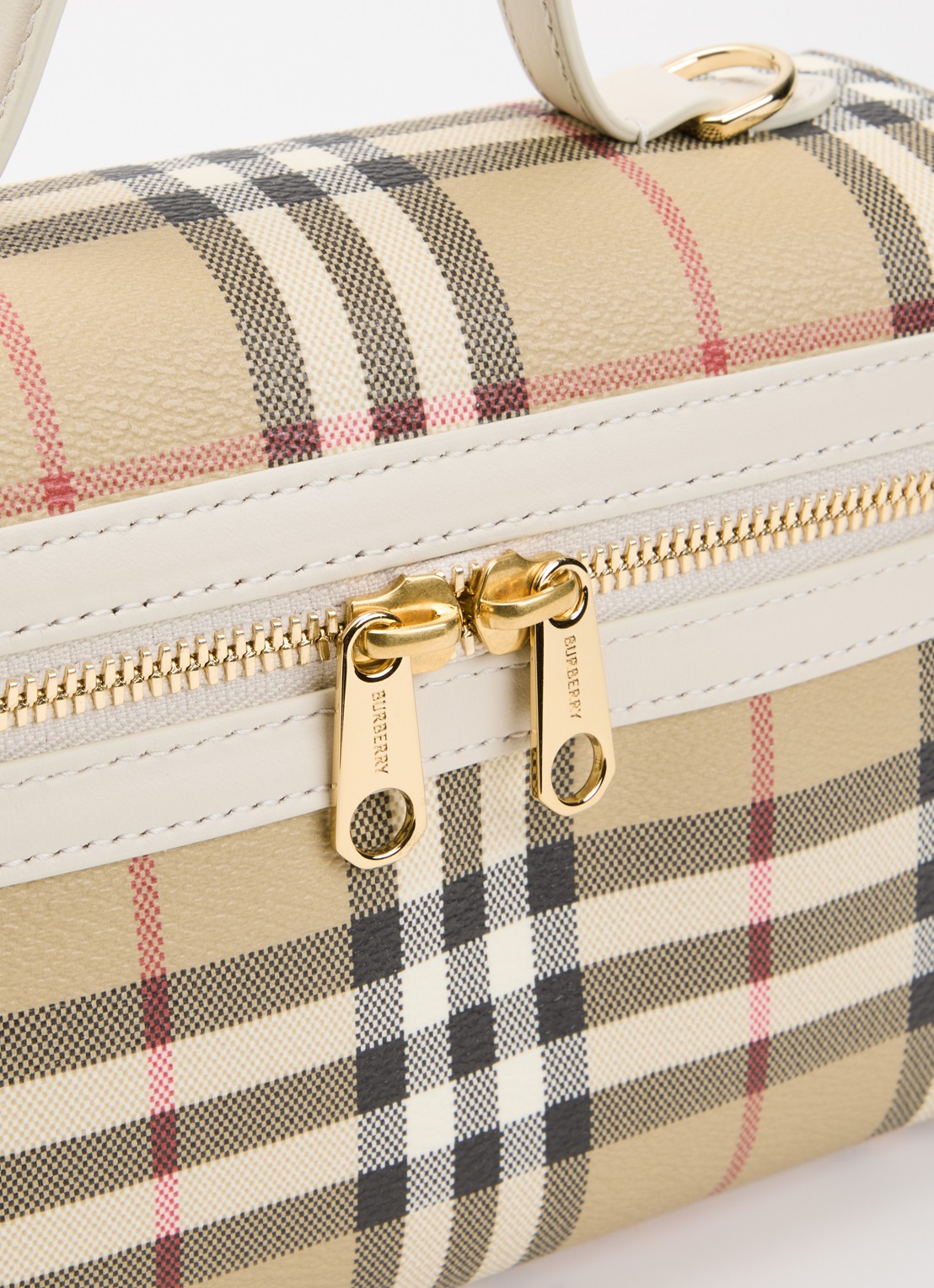Burberry Vanity handtas met details van kalfsleer en afneembare schouderriem - detail 5 zand