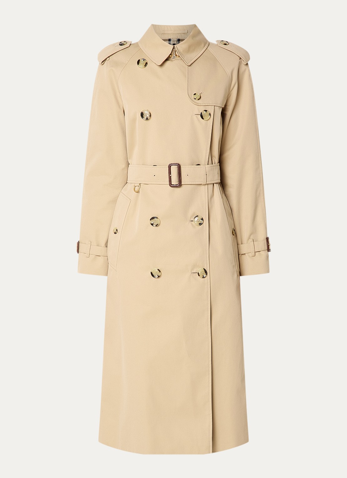 Burberry Waterloo double-breasted trenchcoat met ceintuur - voorkant camel