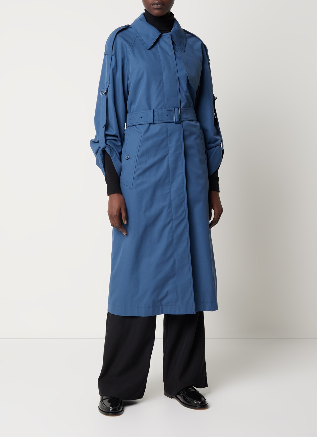 Burberry Whitmore trenchcoat met ceintuur  - voorkant 3 petrol