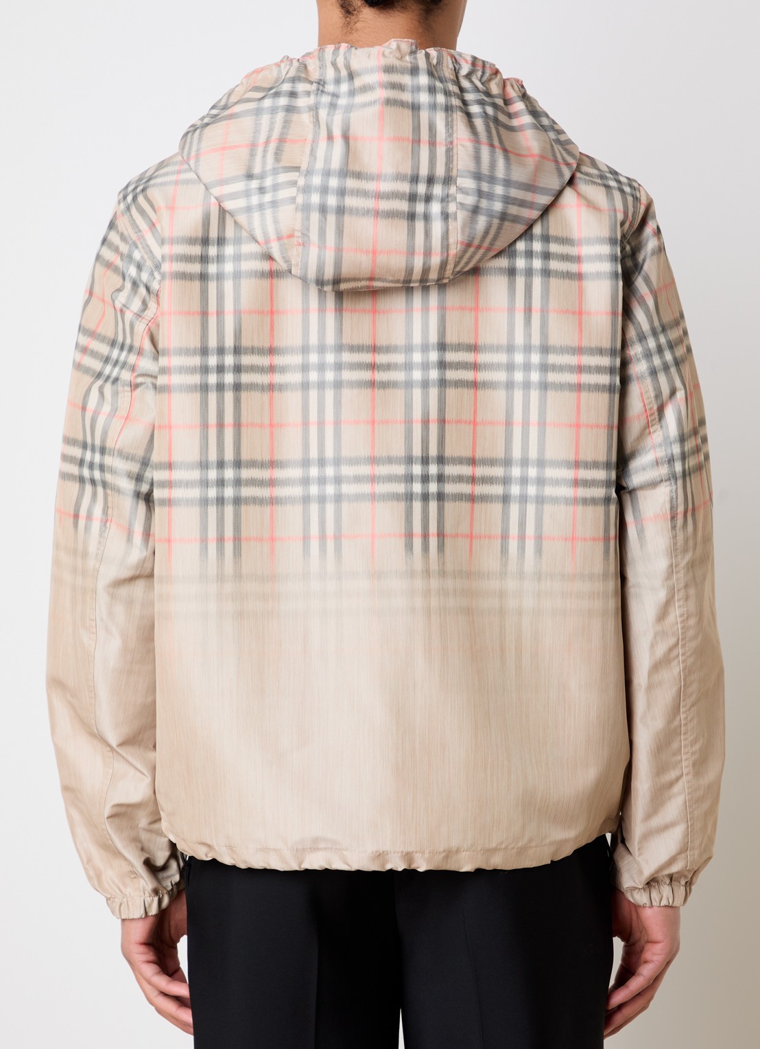 Burberry windjack met ruitdessin en capuchon - achterkant 6 beige