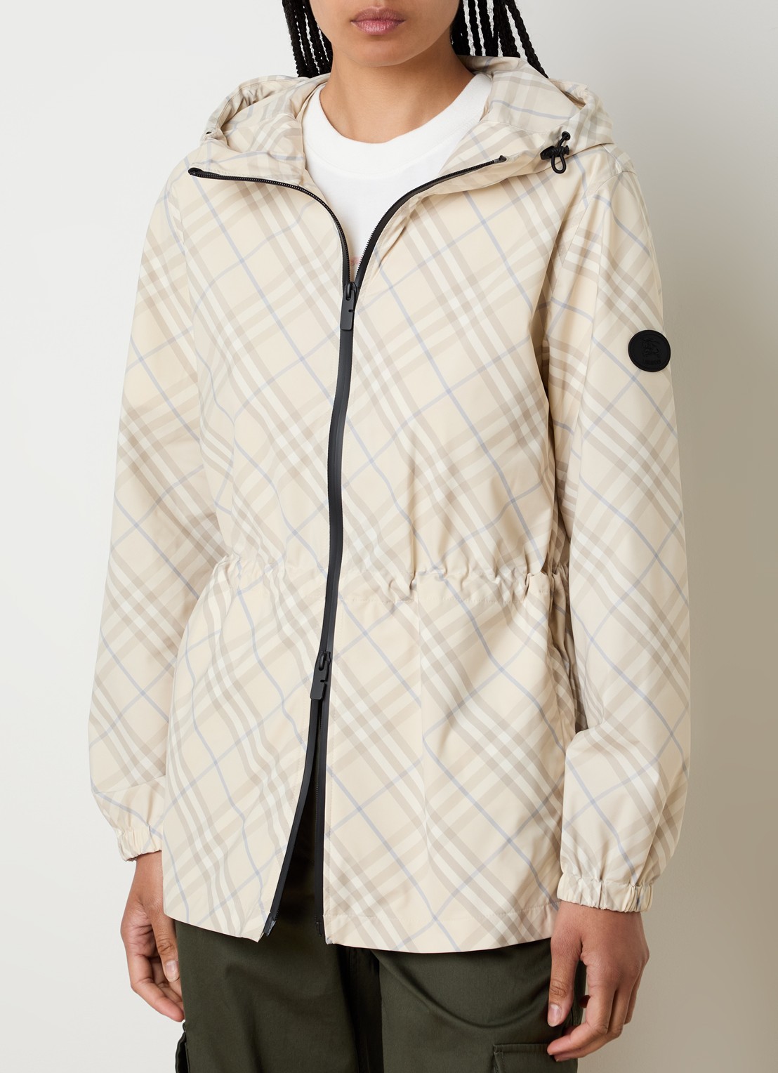 Burberry Windjack met ruitdessin - detail beige