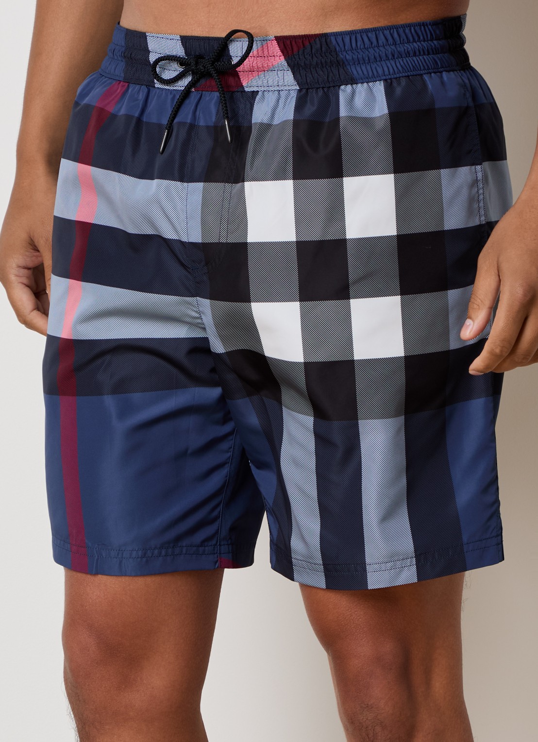 Burberry Zwemshorts met ruitdessin - detail donkerblauw