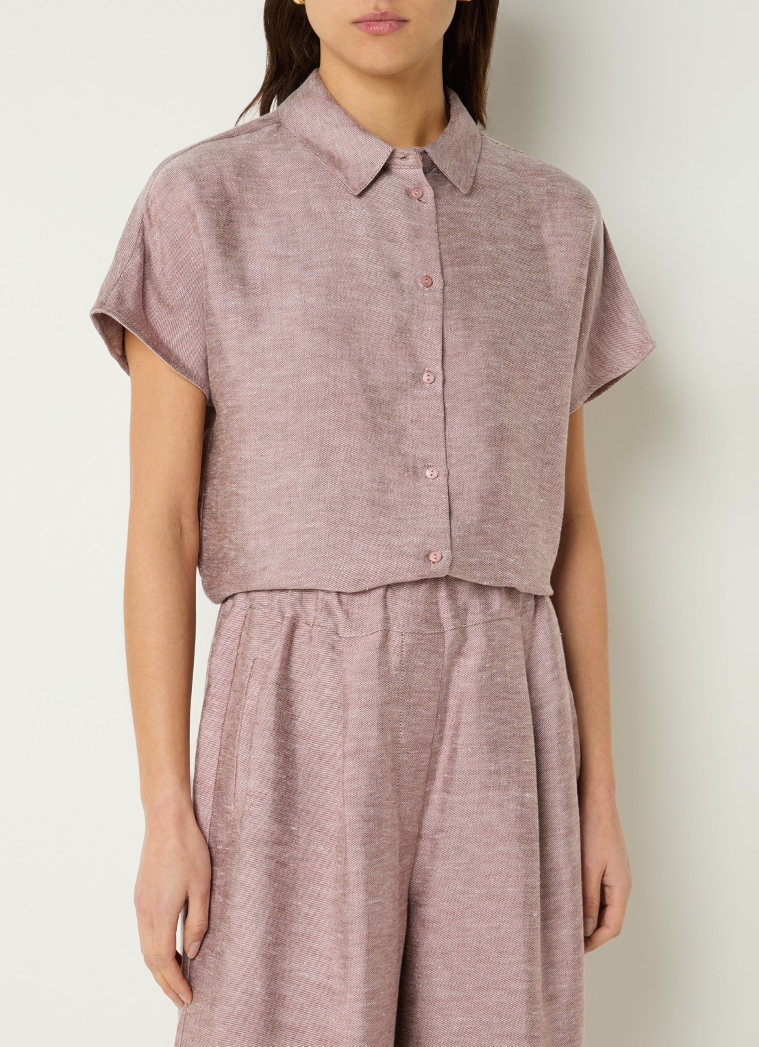 by-bar Barley blouse met gemêleerd dessin - detail 4 oudroze
