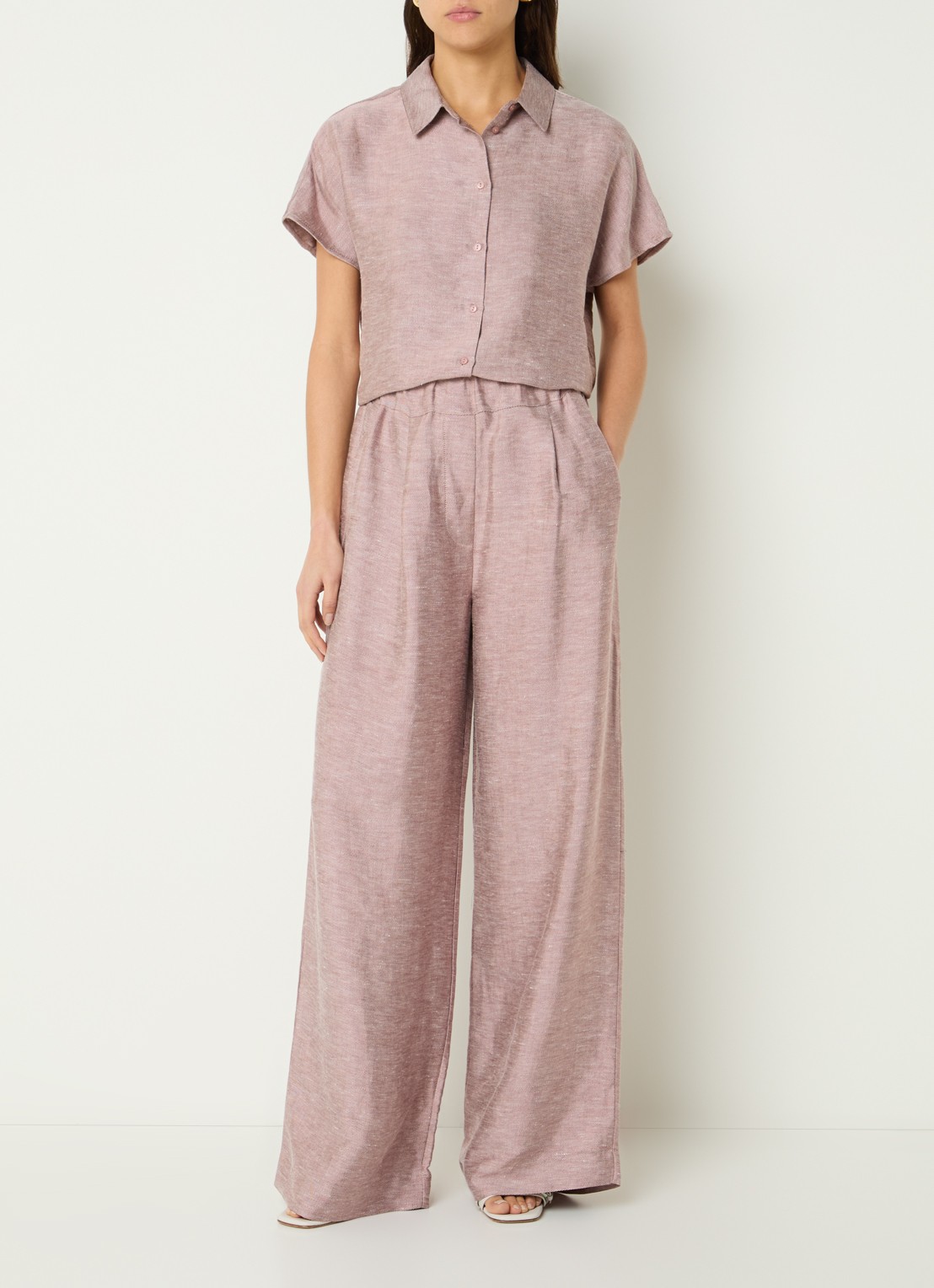 by-bar Barley blouse met gemêleerd dessin - voorkant 2 oudroze