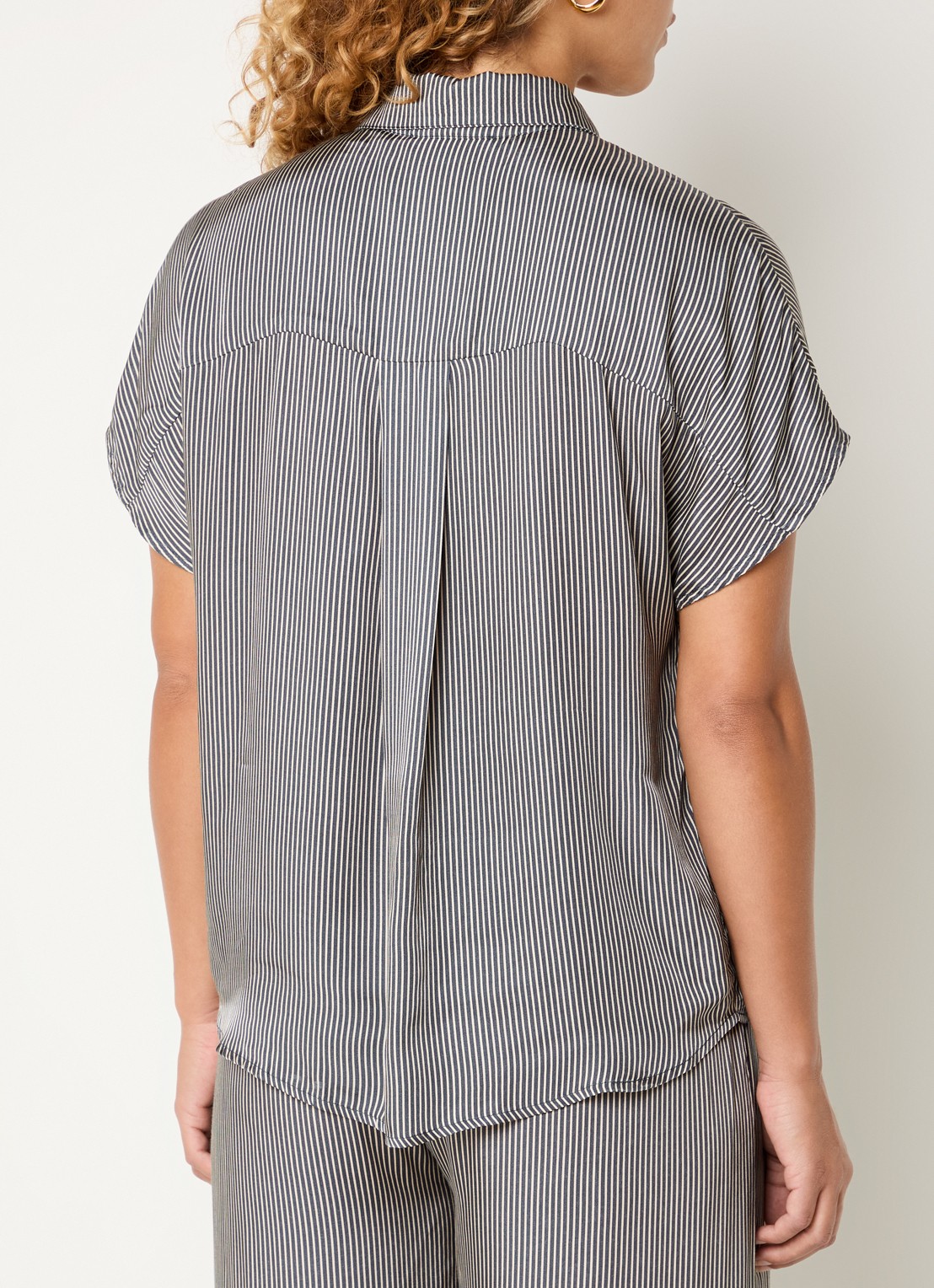 by-bar Barley blouse met streepprint - achterkant antraciet