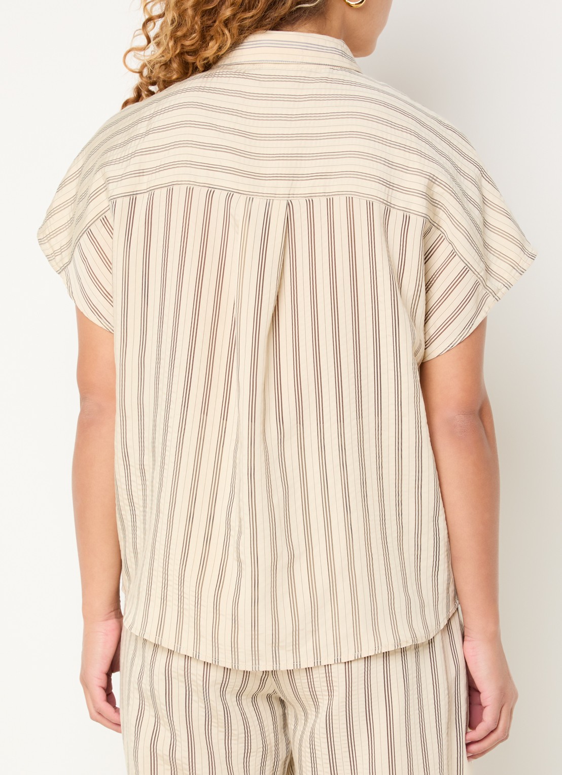 by-bar Barley blouse met streepprint - achterkant 3 vanillegeel