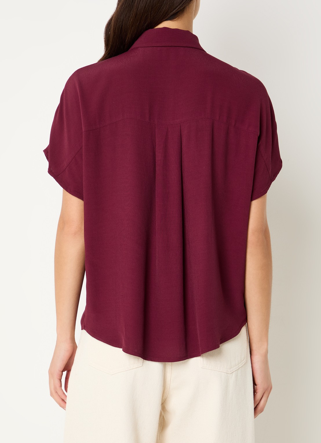 by-bar Barley blouse van crêpe  - achterkant bordeauxrood