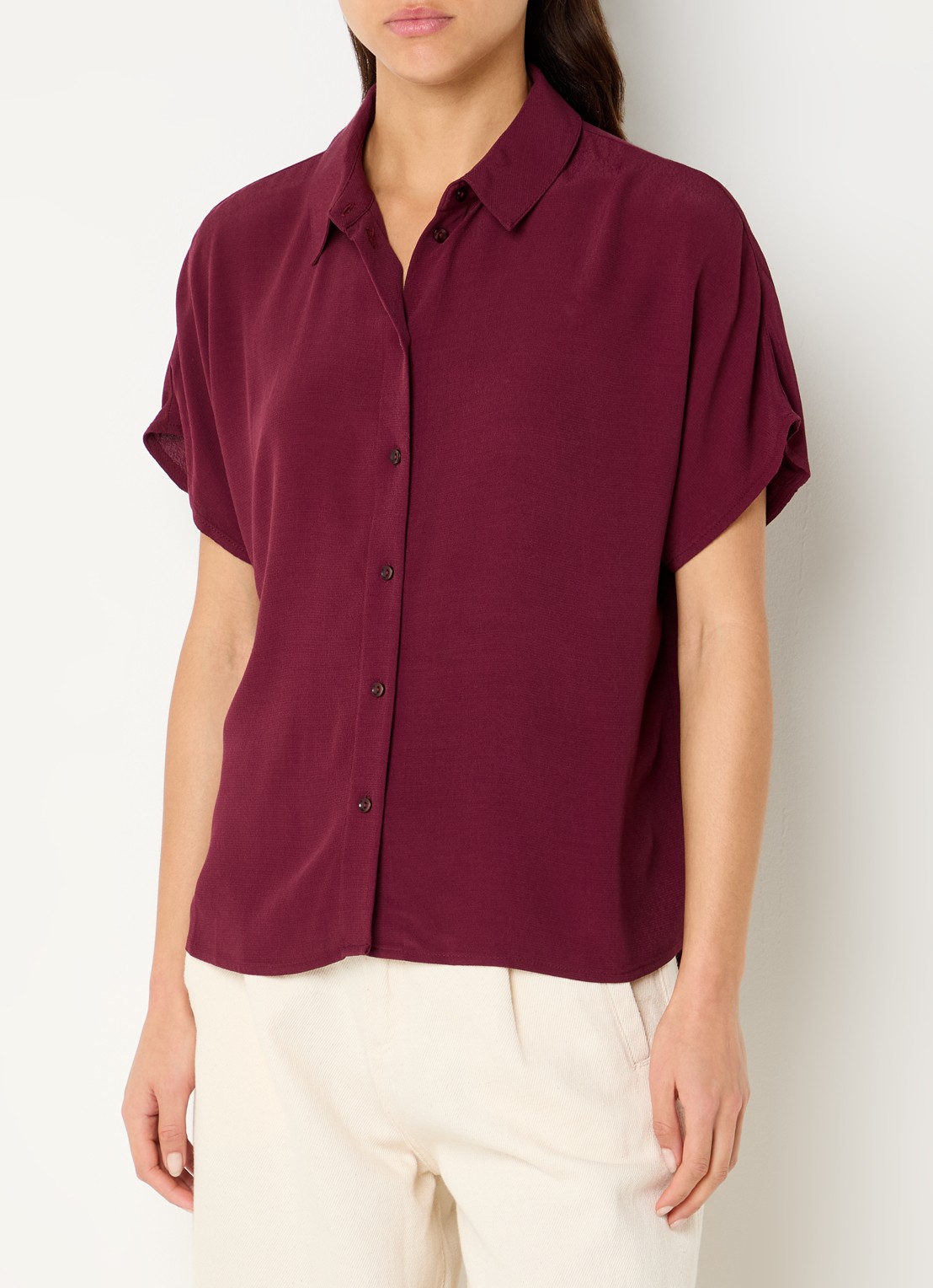 by-bar Barley blouse van crêpe  - detail 4 bordeauxrood