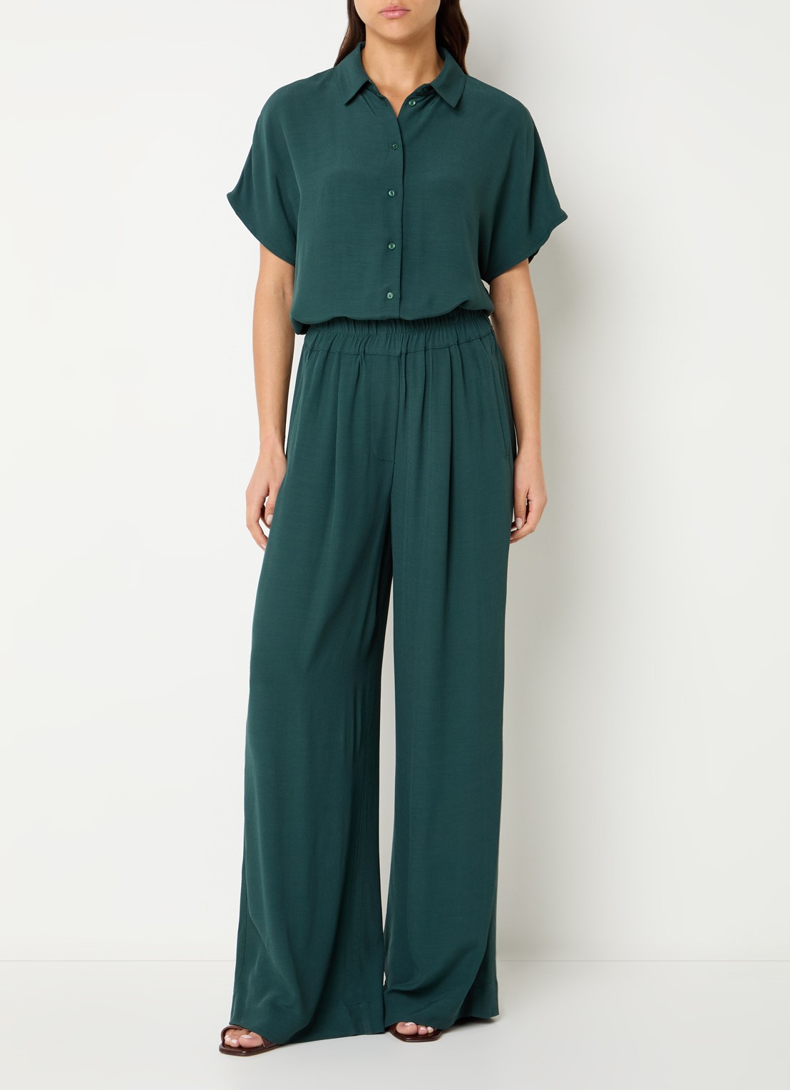by-bar Barley blouse van crêpe  - voorkant 3 zeegroen