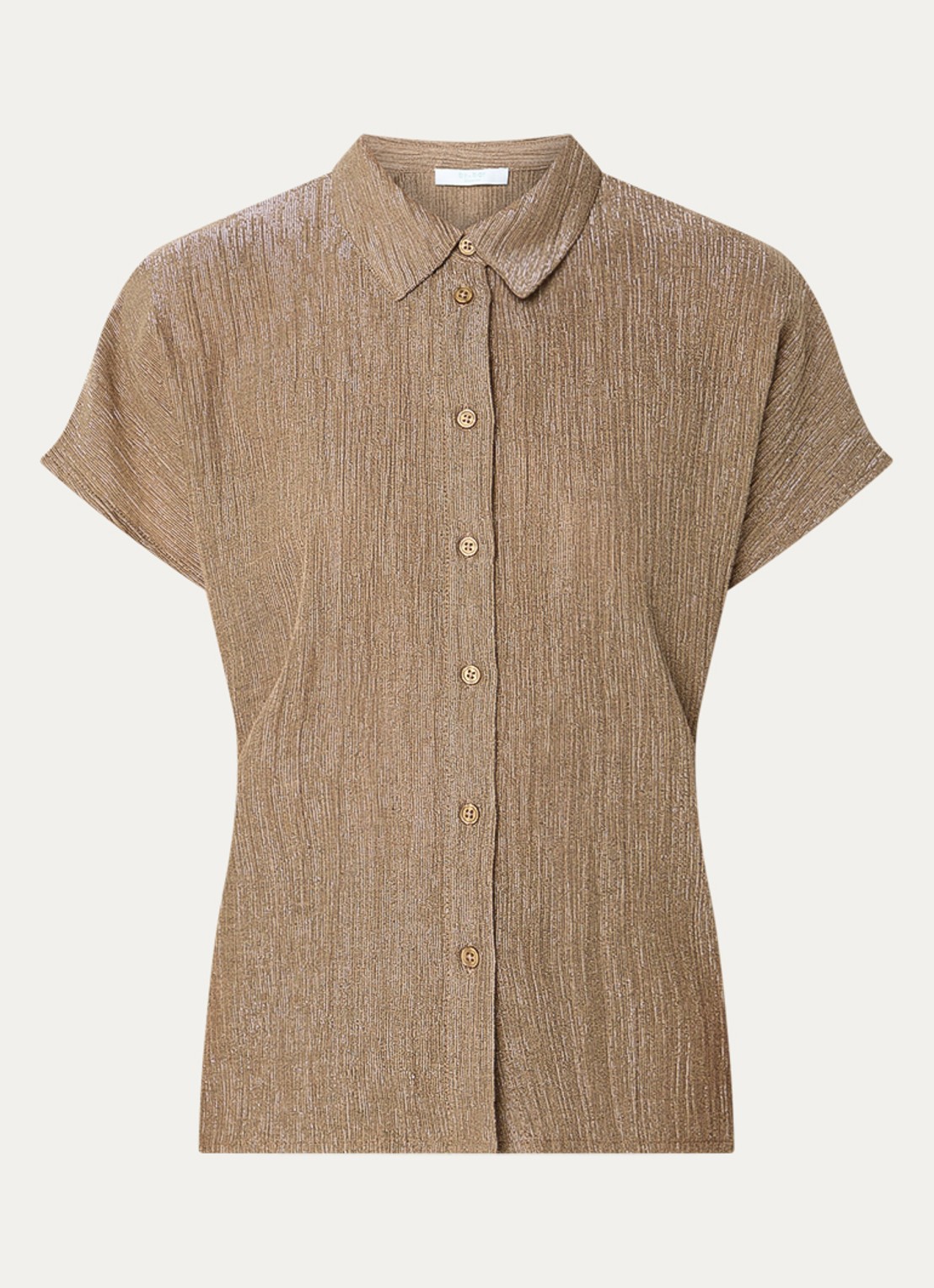 by-bar Barley semi-transparante blouse met ribstructuur en lurex - voorkant 2 goud