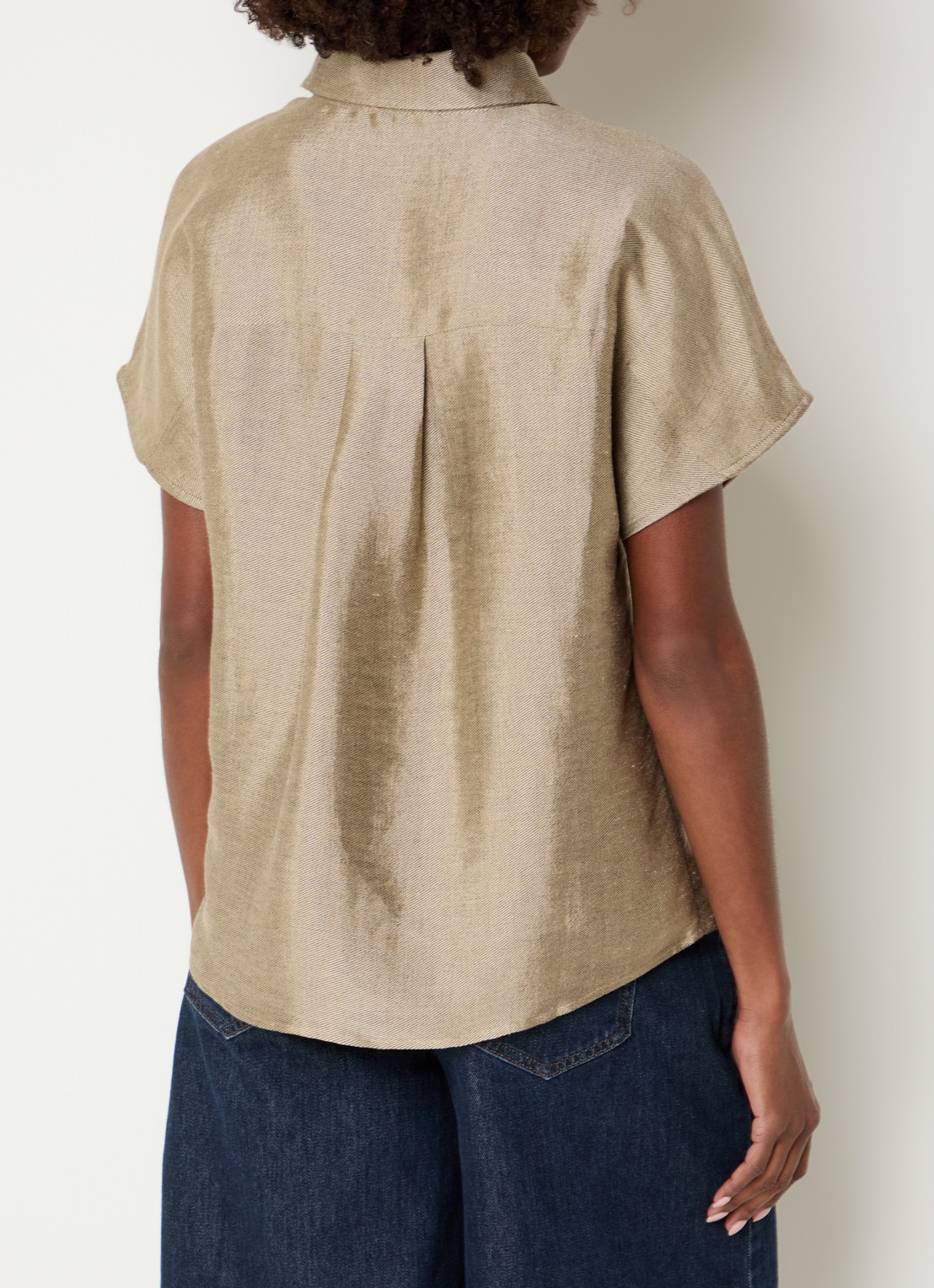 by-bar Barly blouse in linnenblend - achterkant 3 khaki