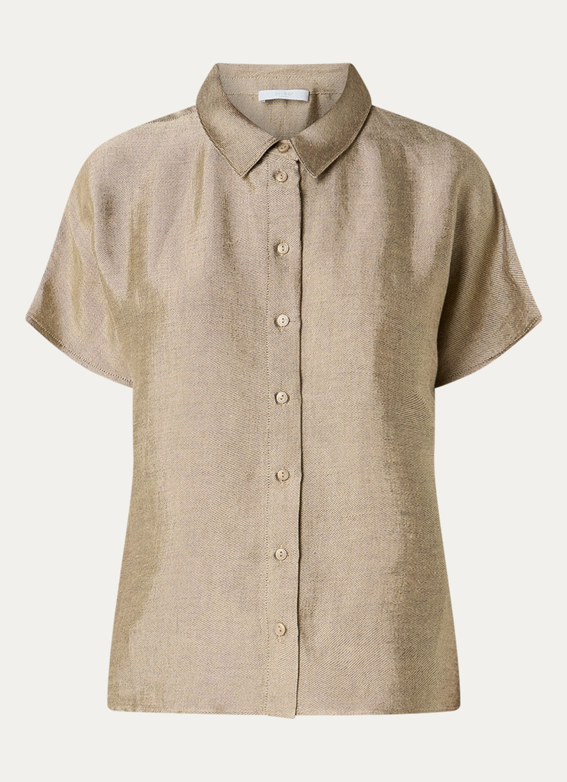 by-bar Barly blouse in linnenblend - voorkant khaki