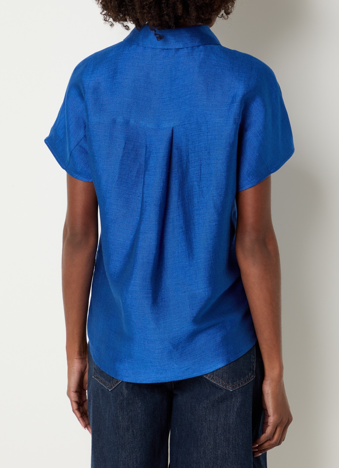 by-bar Barly blouse in linnenblend - achterkant 4 kobaltblauw