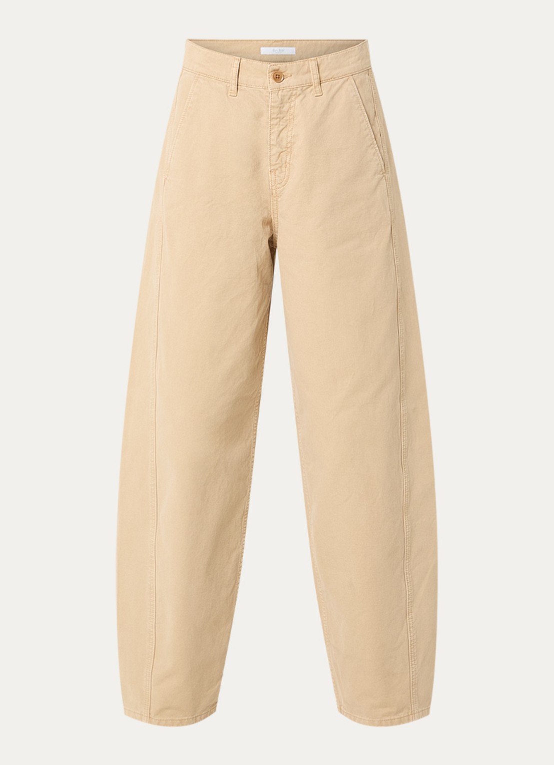 by-bar Barth high waist straight fit broek met steekzakken - voorkant beige