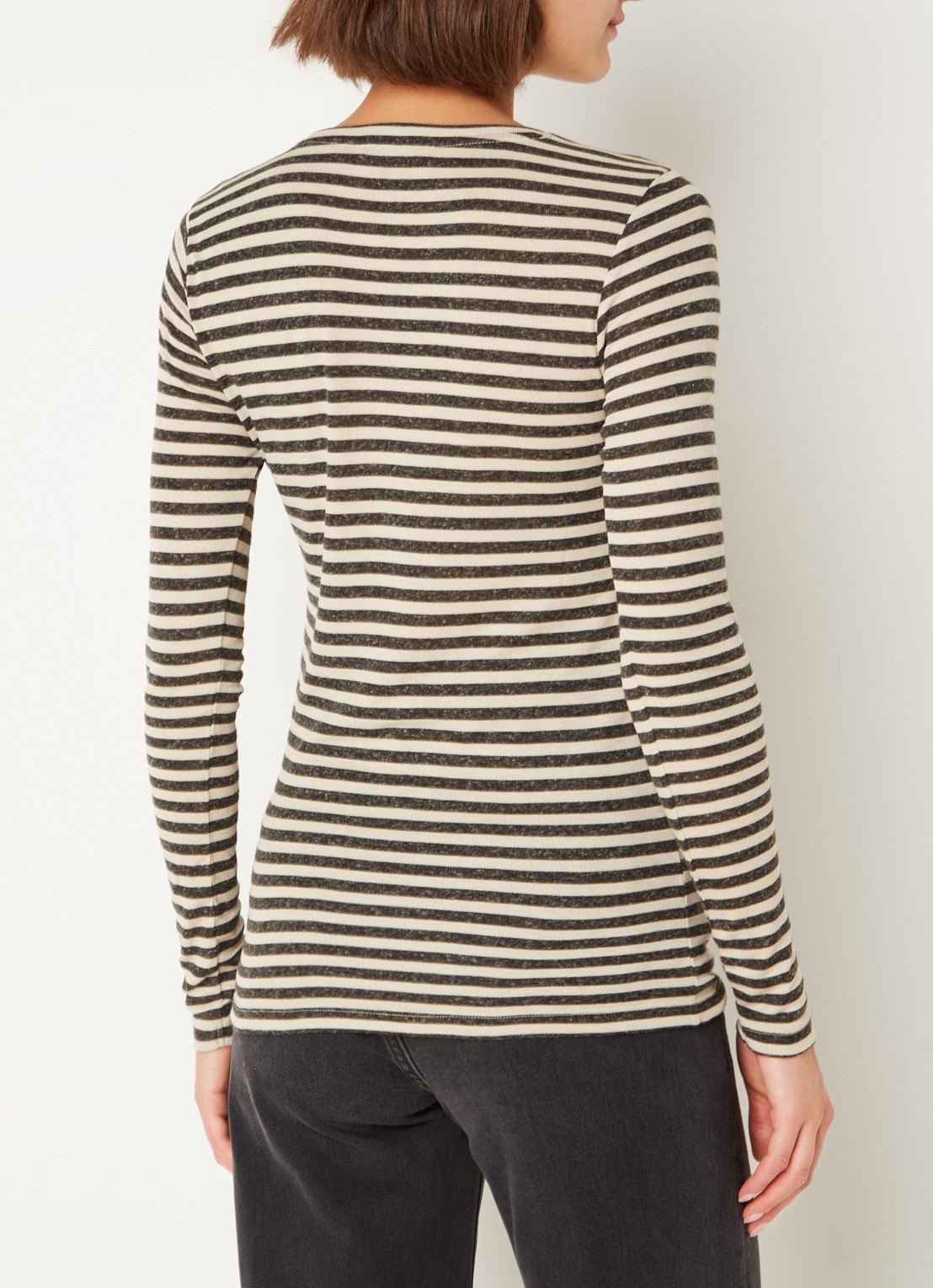 by-bar Basic Ls longsleeve T-shirt met streepprint - achterkant 4 zwart