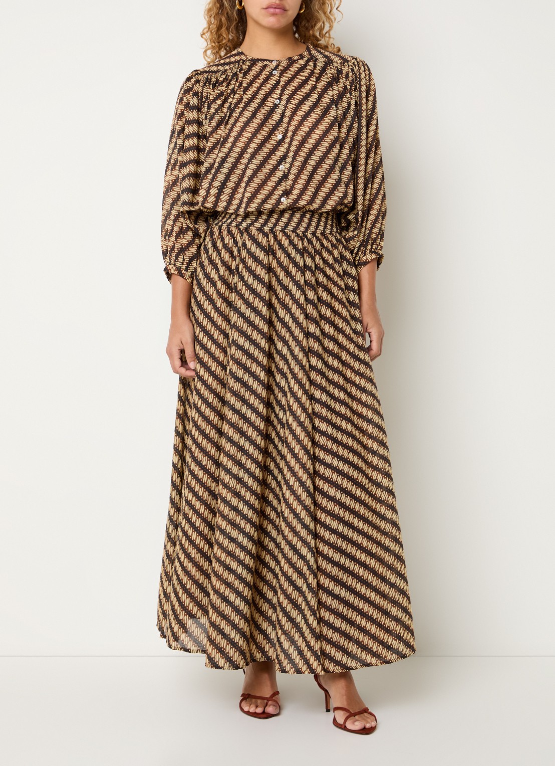 by-bar Becky blouse met print - voorkant 2 bruin
