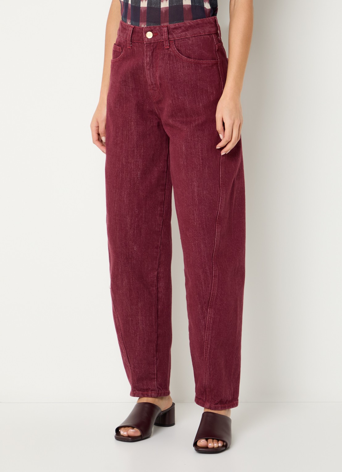 by-bar Begum high waist balloon fit jeans met gekleurde wassing - detail 3 rood
