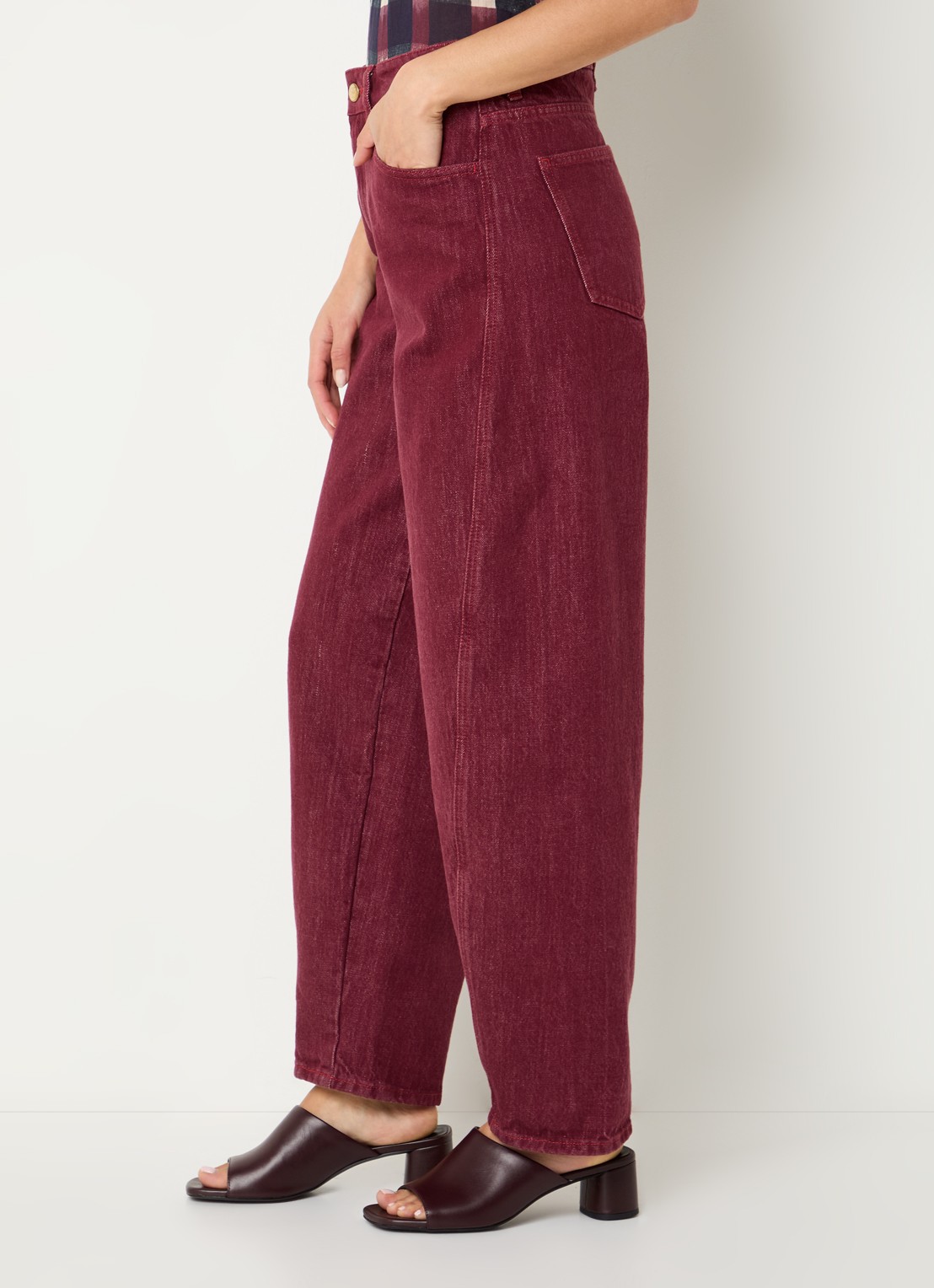 by-bar Begum high waist balloon fit jeans met gekleurde wassing - detail 4 rood
