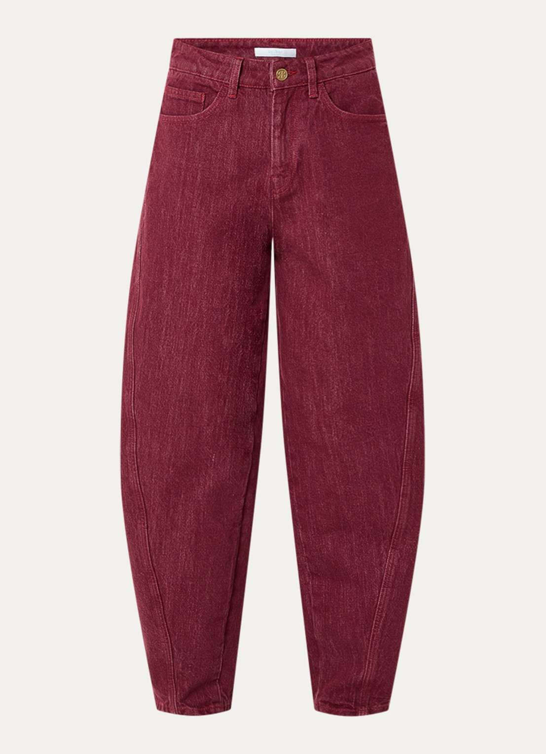 by-bar Begum high waist balloon fit jeans met gekleurde wassing - voorkant rood