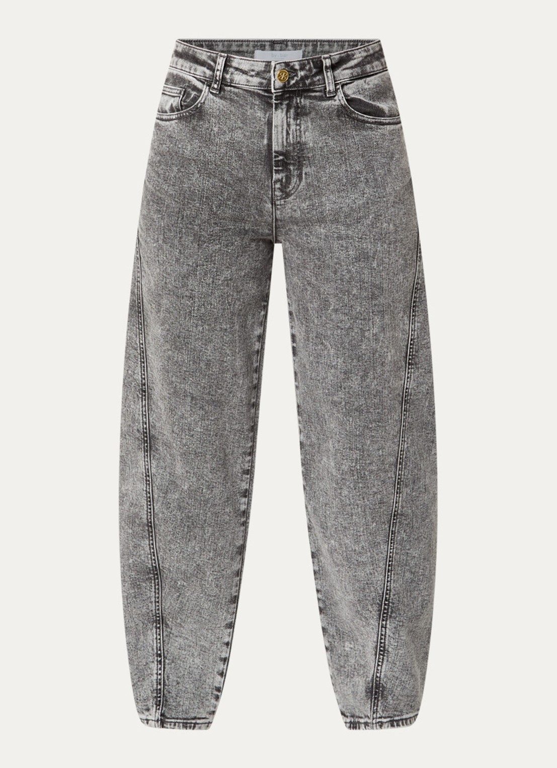 by-bar Begum high waist balloon fit jeans met gekleurde wassing - voorkant 3 grijs
