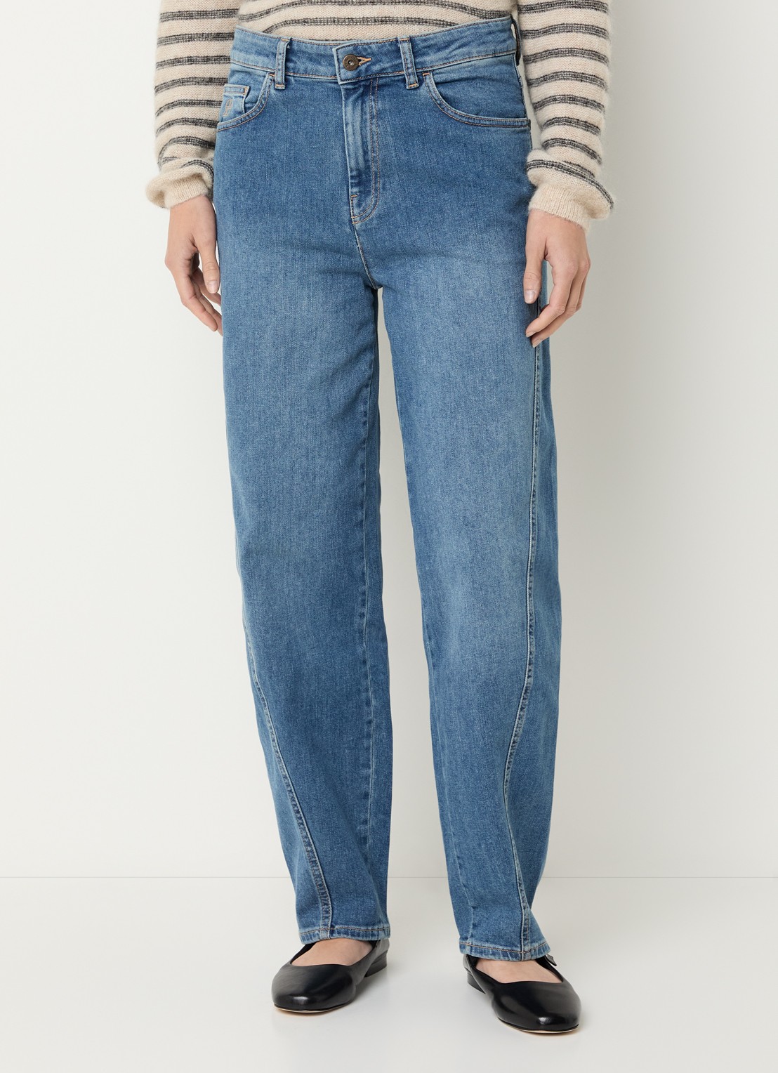 by-bar Begum high waist loose fit jeans met medium wassing - detail 4 indigo