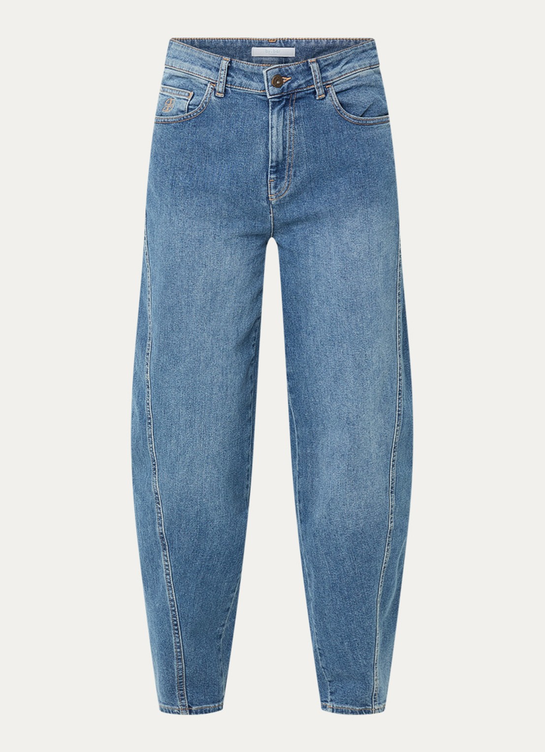 by-bar Begum high waist loose fit jeans met medium wassing - voorkant 2 indigo