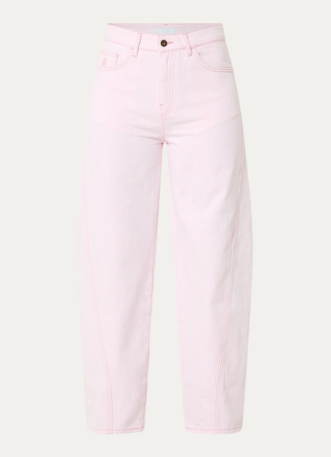 by-bar Begum high waist straight leg jeans met gekleurde wassing - voorkant 2 lichtroze