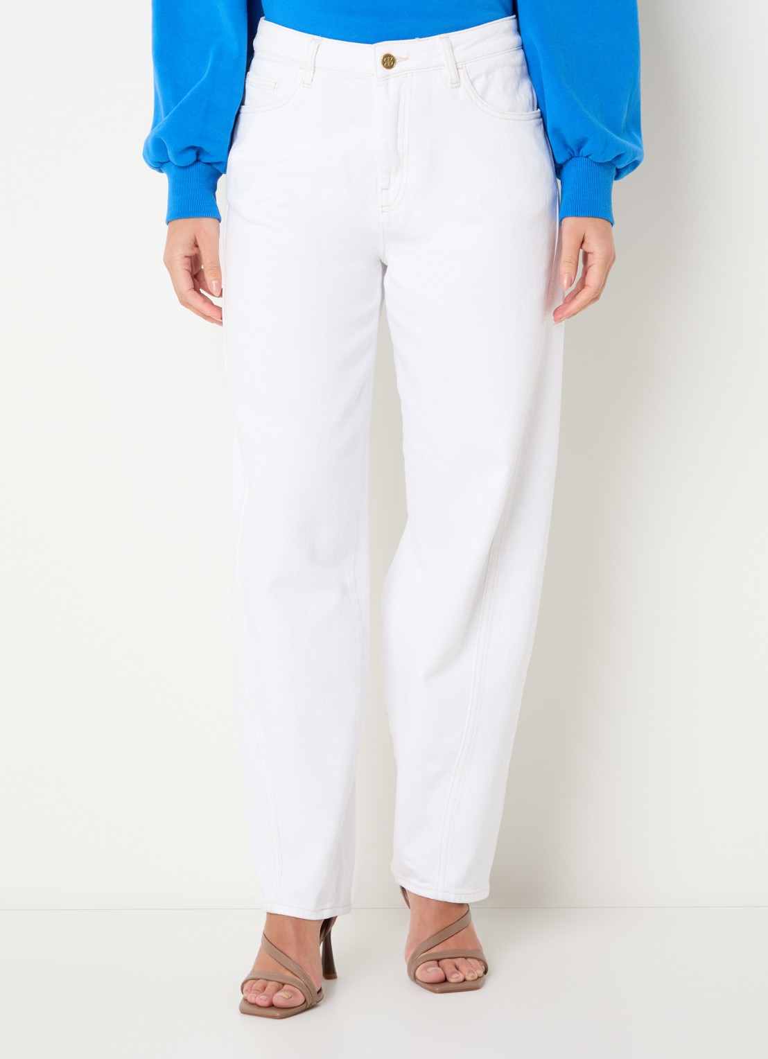 by-bar Begum high waist tapered jeans met gekleurde wassing - detail 4 wit