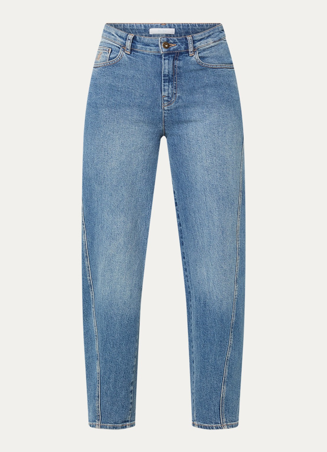 by-bar Begum high waist tapered jeans met medium wassing - voorkant 4 indigo