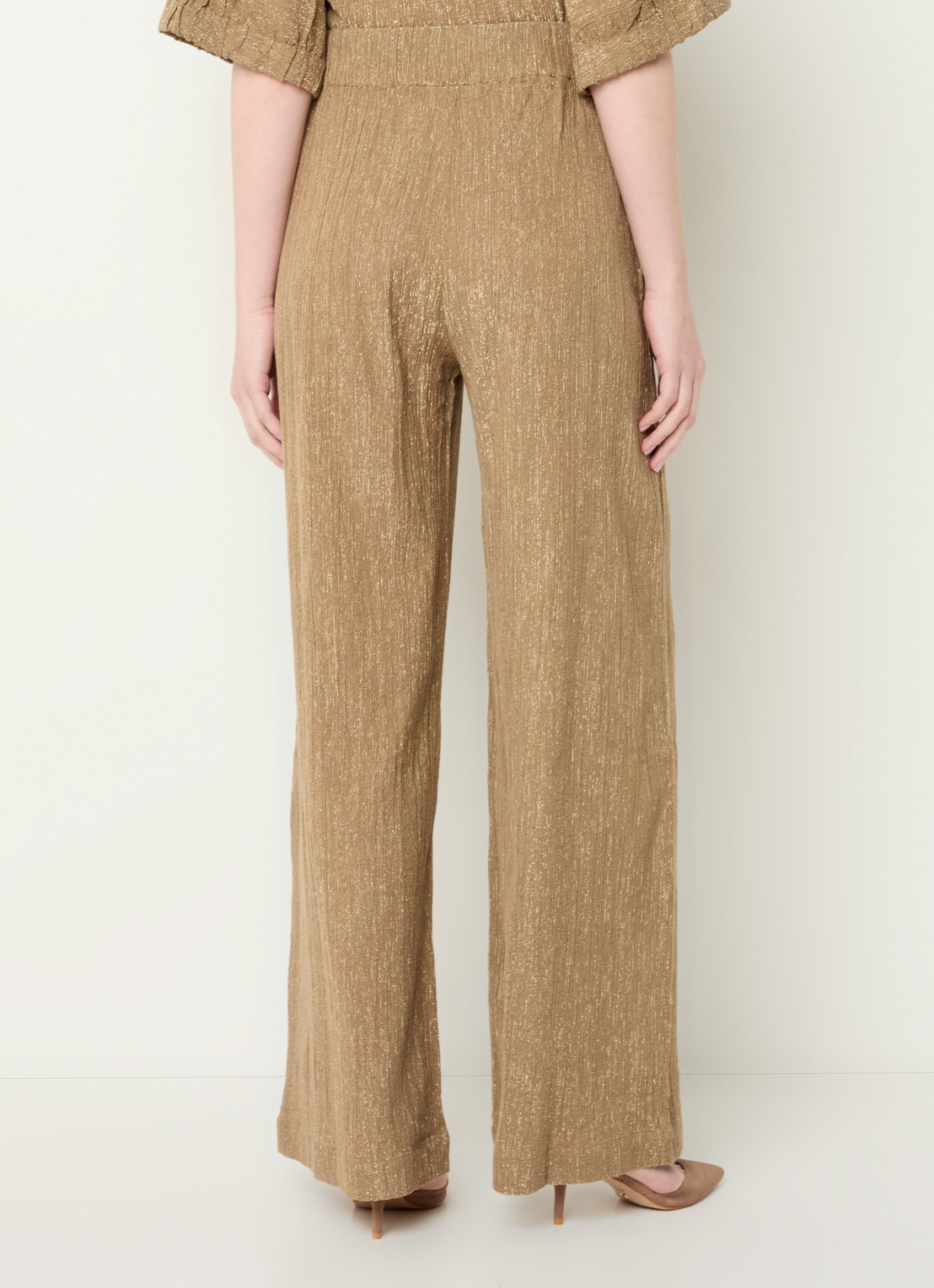 by-bar Benji high waist loose fit pantalon met lurex - achterkant 4 goud