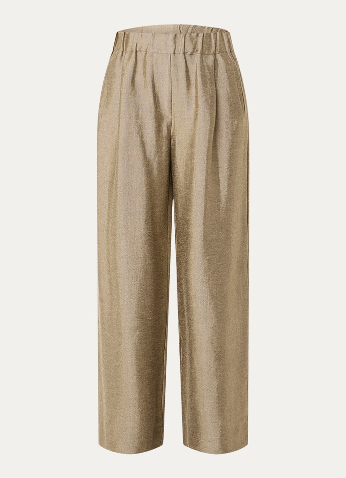 by-bar Benji high waist loose fit pantalon met lurex - voorkant 3 zand