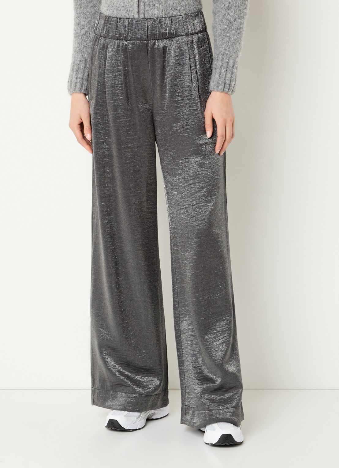 by-bar Benji high waist loose fit pantalon met metallic finish - detail 2 antraciet