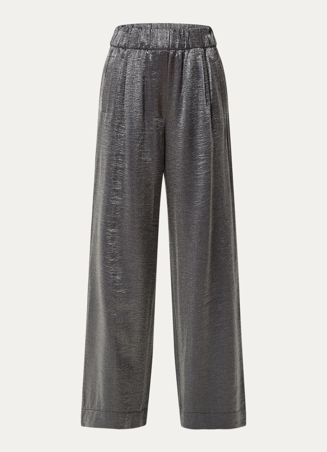 by-bar Benji high waist loose fit pantalon met metallic finish - voorkant 3 antraciet