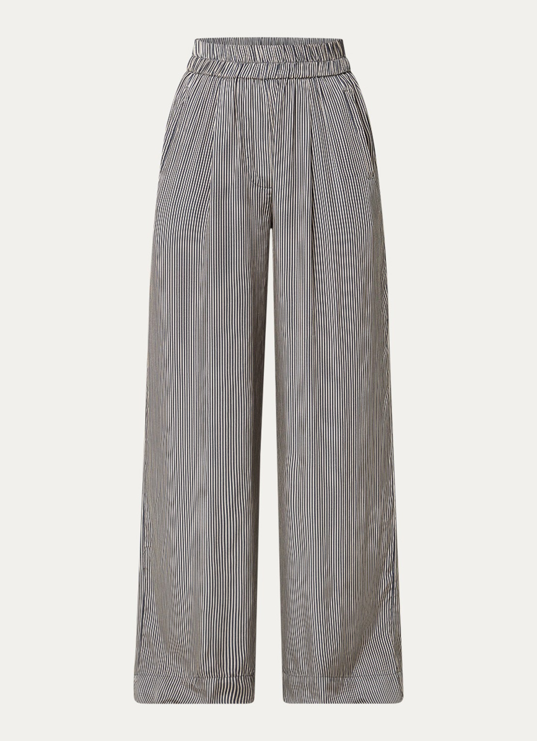 by-bar Benji high waist loose fit pantalon met streepprint - voorkant 3 antraciet