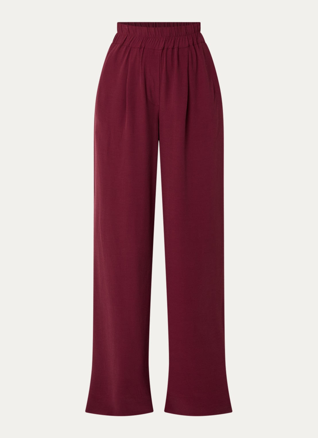 by-bar Benji high waist wide fit palazzo broek met steekzakken - voorkant 2 bordeauxrood