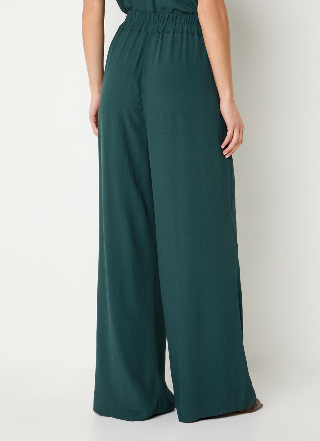 by-bar Benji high waist wide fit palazzo broek met steekzakken - achterkant groen