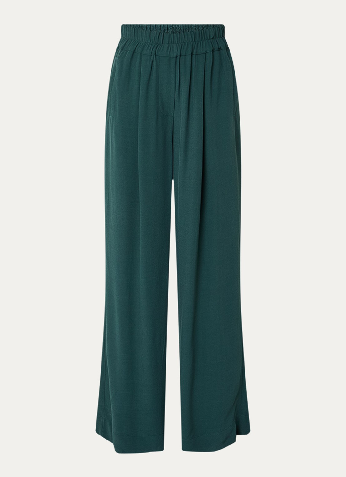 by-bar Benji high waist wide fit palazzo broek met steekzakken - voorkant 2 groen